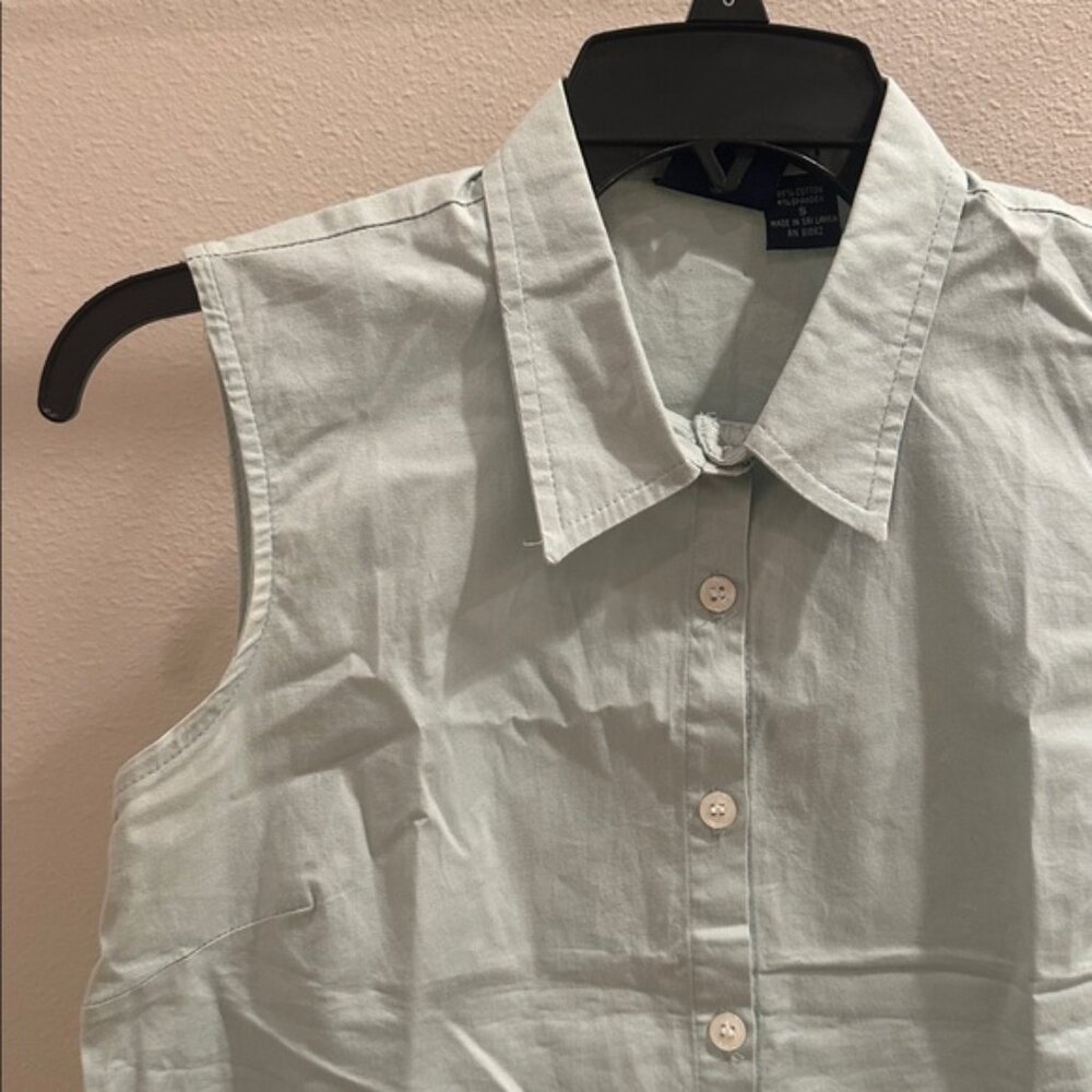 Vintage DCC cotton sleeveless tailored fitted stretch collar button down blouse - Picture 5 of 13
